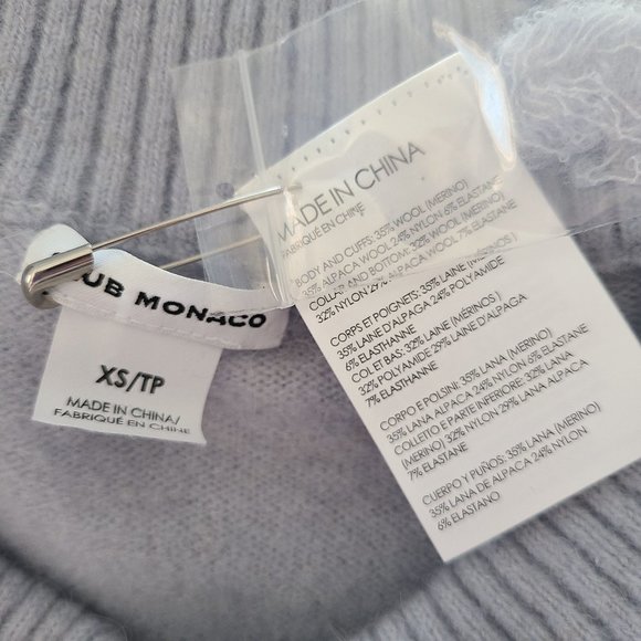 NWOT Club Monaco Pastel Blue Merino & Alpaca Wool - Picture 4 of 5